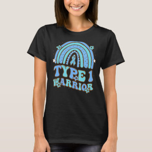 Type 1 Warrior Retro Rainbow Diabetes Awareness Ri T-shirt