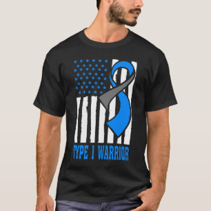 Type 1 Warrior Retro Rainbow Diabetes Awareness US T-shirt