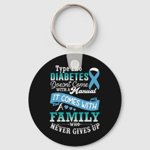 Type 2 diabetes voor familieblauw lintdiabeticus sleutelhanger