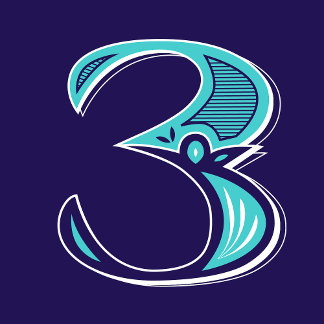 Type art: nummer drie vierkante sticker