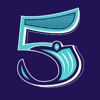 Type art: nummer vijf vierkante sticker