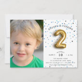 Type ballon | Foto 2e verjaardag Uitnodiging (Voorkant)