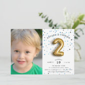 Type ballon | Foto 2e verjaardag Uitnodiging (Staand voorkant)