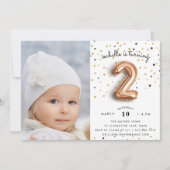 Type ballon | Foto 2e verjaardag Uitnodiging (Voorkant)