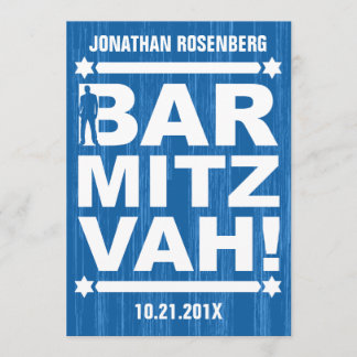 Type Bold Bar Mitzvah Invitation en bleu