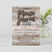 Type Brown Bois rustique Élégant Invitation (Debout devant)