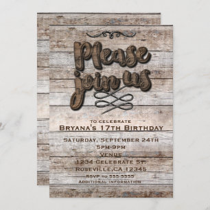 Type Brown Bois rustique Élégant Invitation