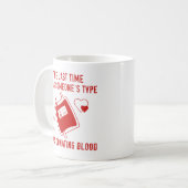 Type donorbloed koffiemok (Voorkant links)