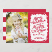 type feestdag-fotokaart - rood feestdagenkaart (Voorkant / Achterkant)