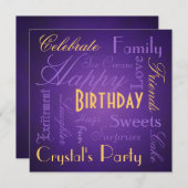 Type intuitif invitation de pourpre de fête (Devant / Derrière)