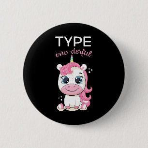 Type One-derful Diabetes Bewustzijn T1d Eenhoorn D Ronde Button 5,7 Cm