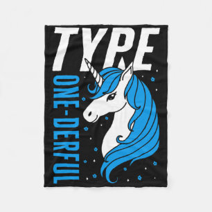 Type One Geweldige Eenhoorn T1d Meisjes Diabetes B Fleece Deken