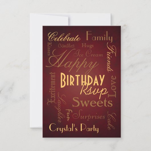 Type Savvy Red Anniversaire Rsvp Invitation (Devant)