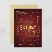 Type Savvy Red Anniversaire Rsvp Invitation (Devant / Derrière)