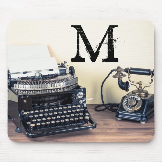  Type Schrijver Monogram Initiaal Muismat (Voorkant)