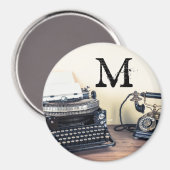  Type Schrijver Retro Monogram Initiaal Magneet (Voorkant / Achterkant)