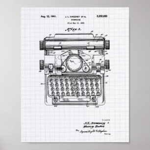 Typemachine 1941 Kunst voor patenten - Lijnspeper Poster
