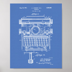 Typemachine 1941 Patent Art Blueprint Poster