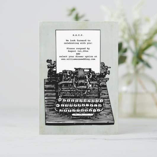 typemachine bruiloft RSVP (Staand voorkant)