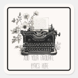 Typemachine Dichters TTPD Moderne Kunst Nieuw Esth Vierkante Sticker