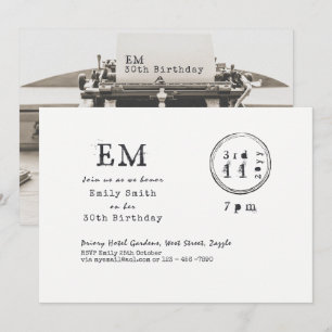Typemachine Lettertype Verjaardag (ALLES) Uitnodig Kaart