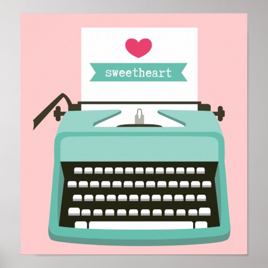 Typemachine met notitie poster (Voorkant)