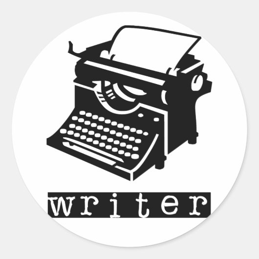 Typemachine Ronde Sticker (Voorkant)