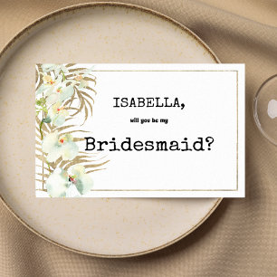 typemachine witgouden orchidee bruidsmeisje kaart