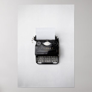 Typemachine, zwarte en witte foto, poster