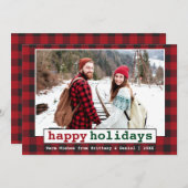 Typemachinelettertype Prettig feest Photo Rode Pla Feestdagenkaart (Voorkant / Achterkant)