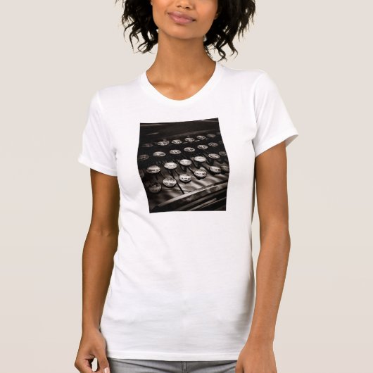  typemachines in zwart-wit t-shirt (Voorkant)