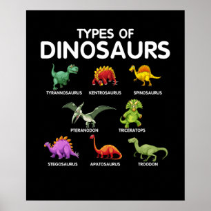 Typen of Dinosaurs Dino Identification Poster