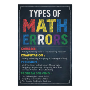 Types d'erreurs mathématiques Poster - Décor de cl