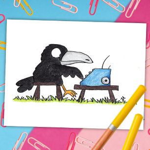 TYPEWRITER CROW briefkaart van Nicole Janes