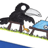 TYPEWRITER CROW carte de voeux par Nicole Janes