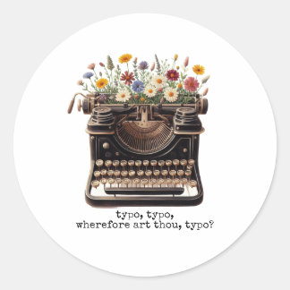  Typewriter en Wildflower Ronde Sticker