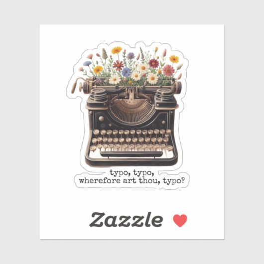 Typewriter en Wildflower Sticker (Vel)
