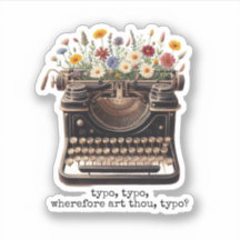  Typewriter en Wildflower Sticker