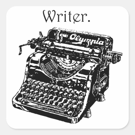 Typewriter Ink Drawing Sketch Vierkante Sticker (Voorkant)