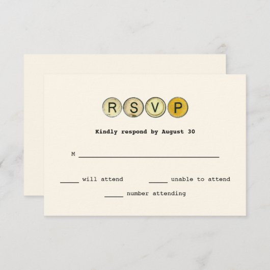 Typewriter Keys Bruiloft RSVP (Voorkant / Achterkant)