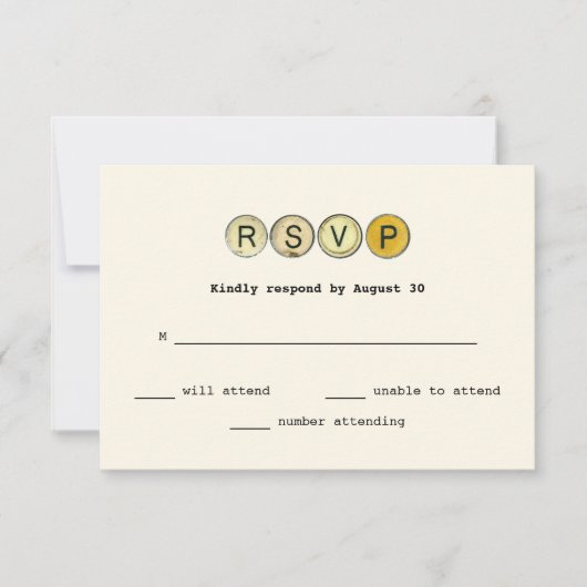  Typewriter Keys Bruiloft RSVP Kaartje (Voorkant)