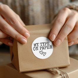Typewriter Mijn Type op papier Minimalistische bru Ronde Sticker
