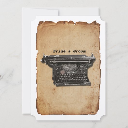 Typewriter perkament bruiloft uitnodiging (Achterkant)