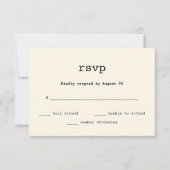 Typewriter Tekst Bruiloft RSVP (Voorkant)