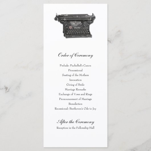 Typewriter Trouwprogramma Programma (Achterkant)