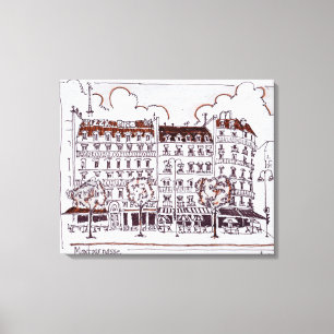 Typische Haussmann Boulevard Montparnasse, Parij Canvas Afdruk