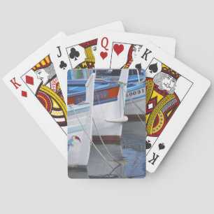 Typische Provençaalse vissersboten geschilderd in  Pokerkaarten