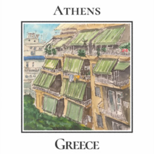 Typische straat met appartementen in Athene Grieke Sticker