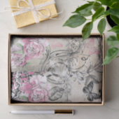  typische zwarte roze florale Parijs Eiffeltoren Tissuepapier (Geschenk)