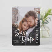 Typografie Aangepaste Foto Huwelijk Save the Date  (Staand voorkant)